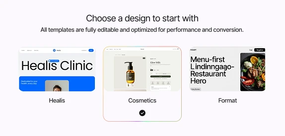 alley214 website builder design templates for clinics, cosmetics and restaurants